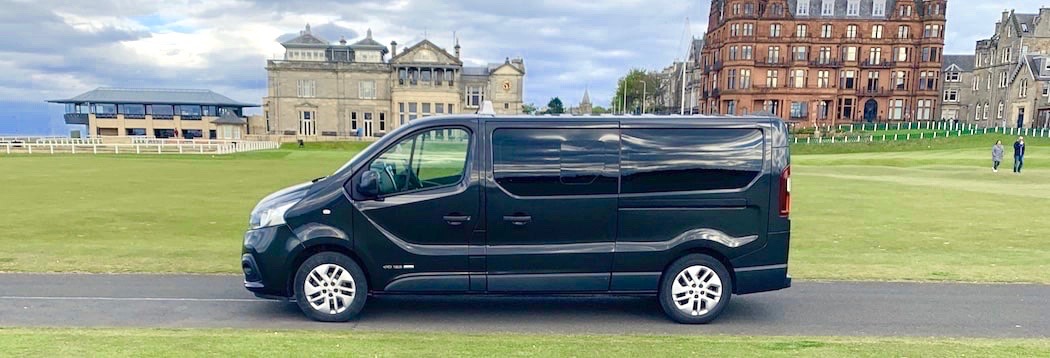 Our Renault Trafic people carrier at St Andrews Golf Course